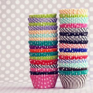 cupcake paper cups polka dots stripes - Fashion with stripes polka dots and pom poms - myLusciousLife.com.jpg